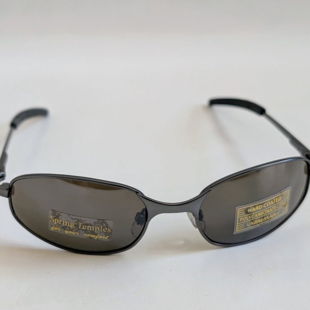 NWT Vintage 90's Rectangle Metal Sporty Sunglasses (D. Gunmetal)